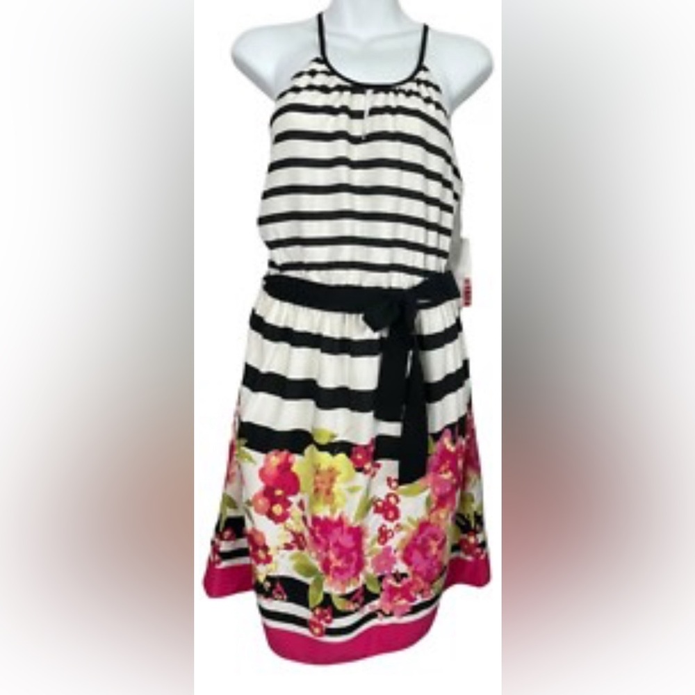 Elle Black and White Casual Spaghetti Strap Sundress